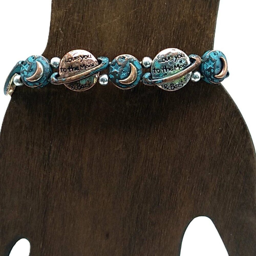Love You To The Moon & Back Celestial Stretch Disc Bracelet